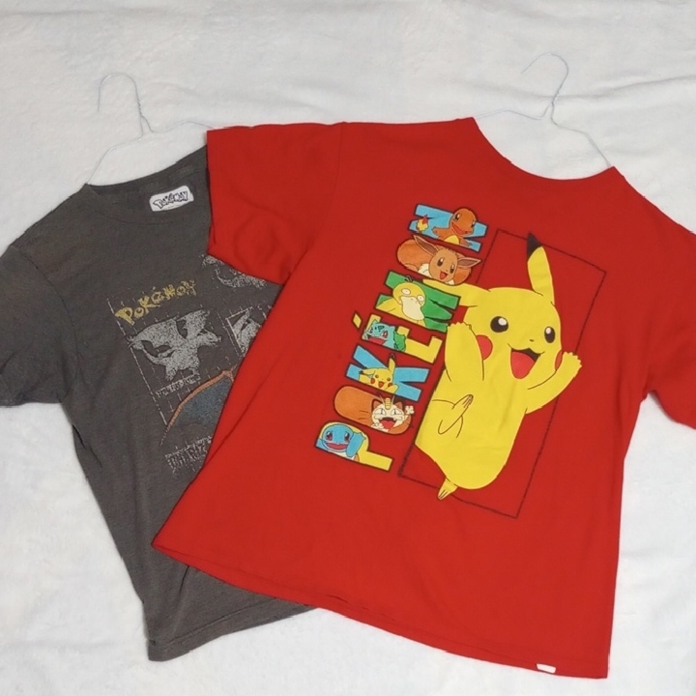 Pokemon Red and Dark Gray Kids Short Sleeve Tees